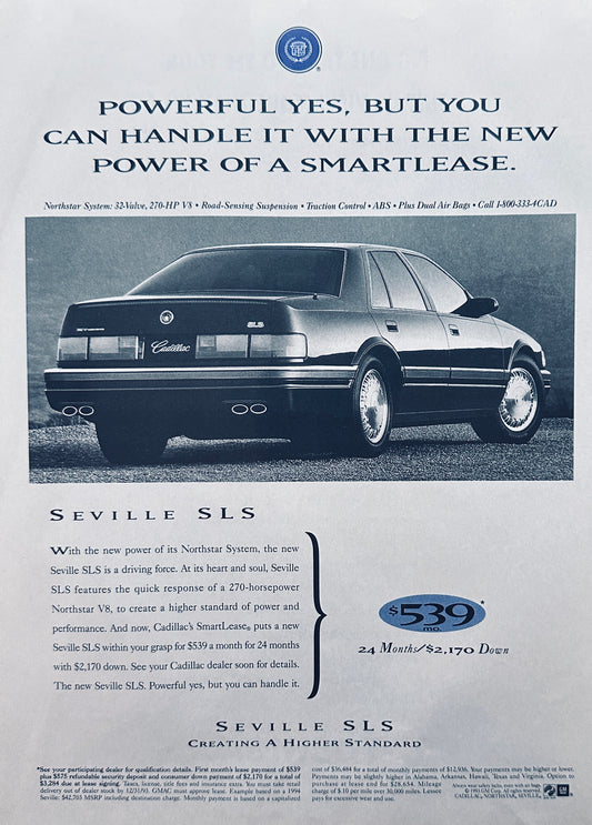 1993 Cadillac Seville SLS Smart Lease 539 Magazine Ad