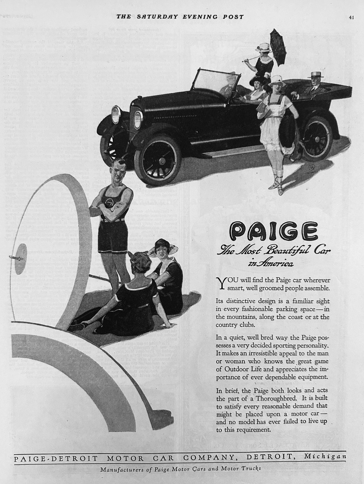 1919 Paige Detroit Motor Car -The Most Beautiful Car in the America Ad #2072