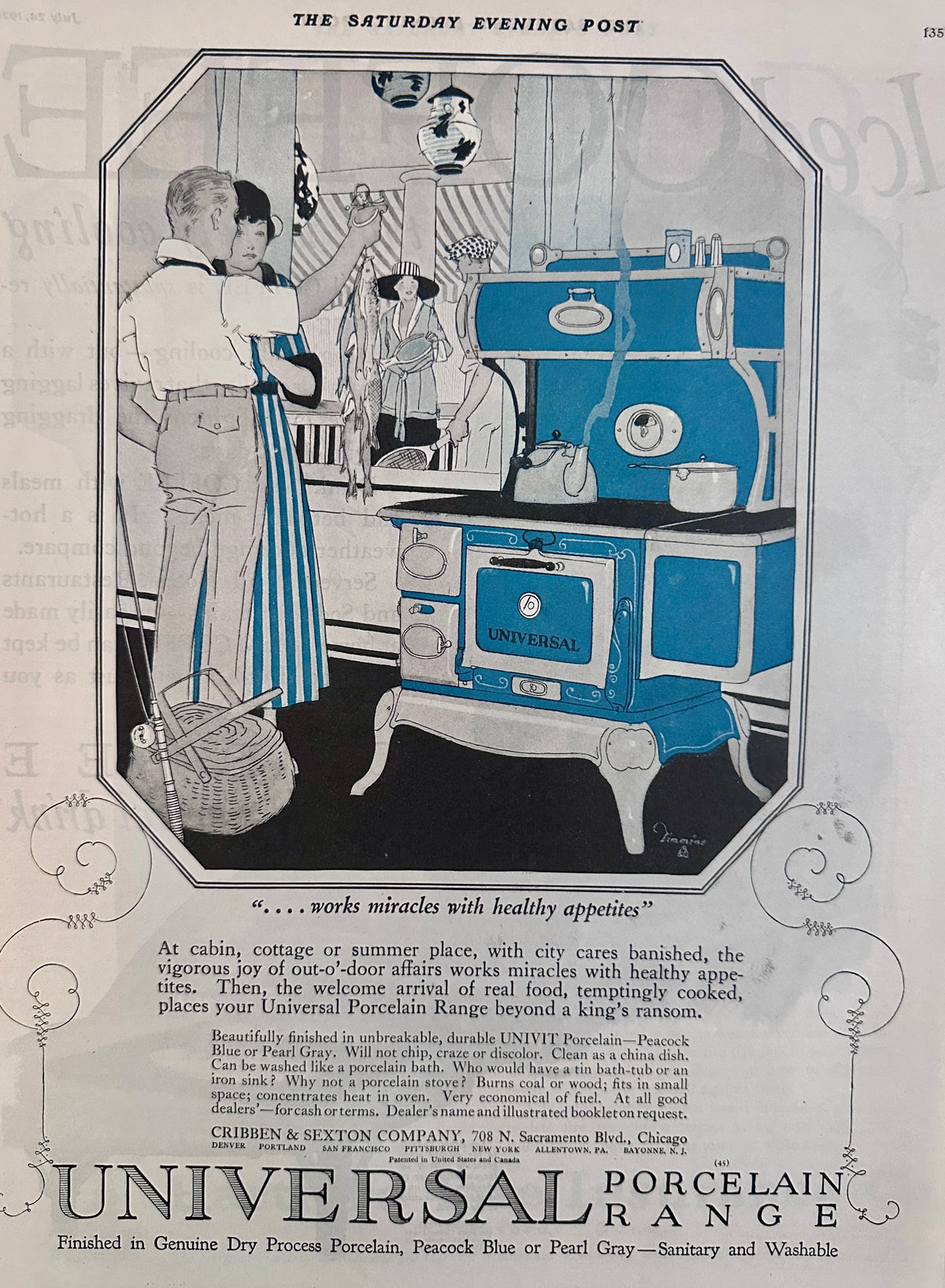 1920 Original Universal Porcelain Range - Coal or Wood - Ad #2074