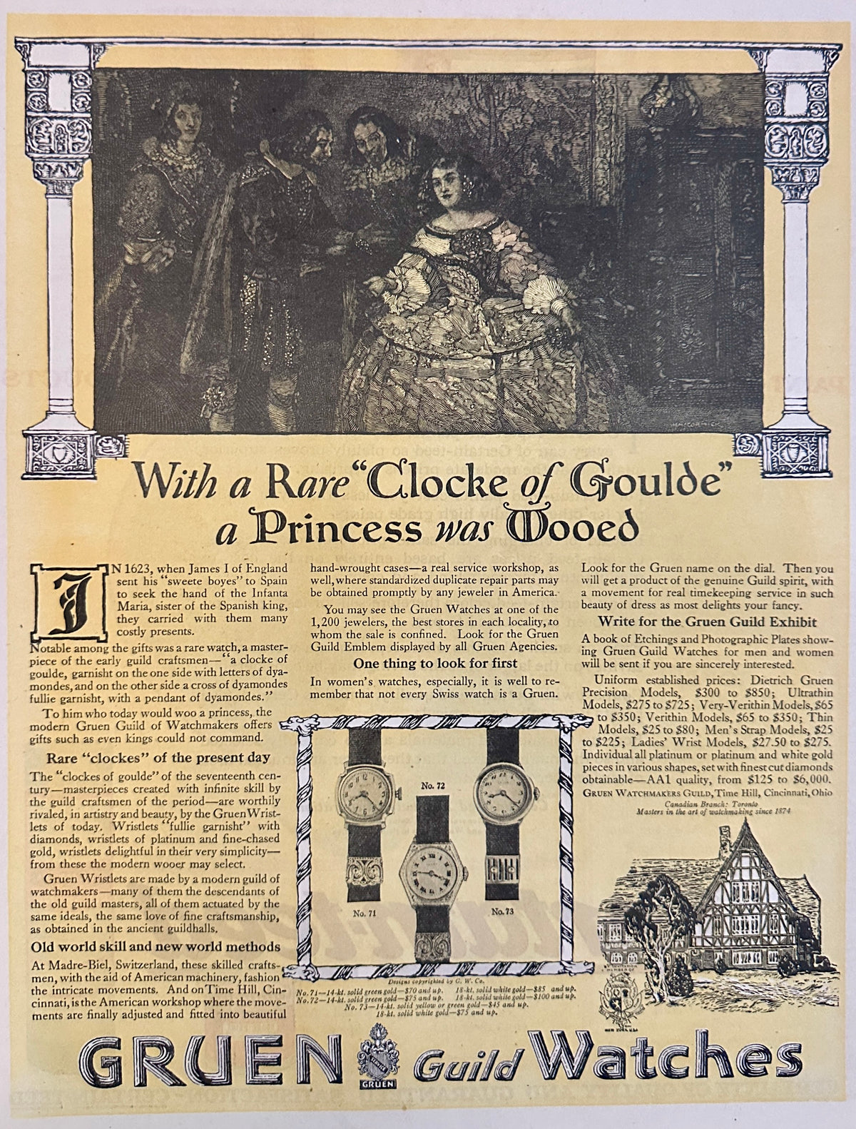 1920 Gruen Guild Watches Ad #2079 - "Princess was Wooed"