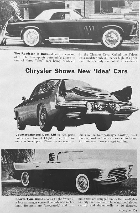 1955 Chrysler 3 Concept Car Designs  Preview Ad