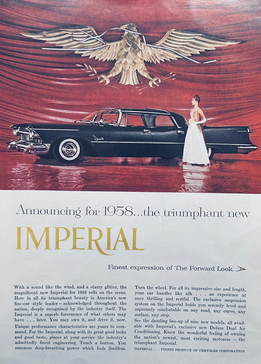 1958 Chrysler Black Imperial - The Forward Look - Magazine Ad