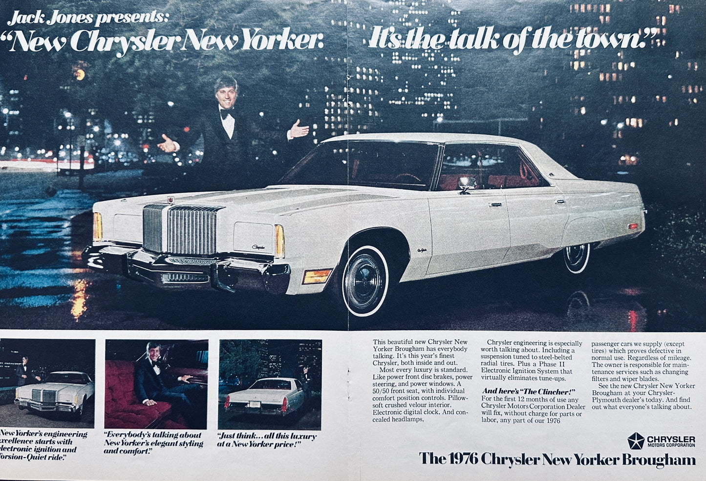 1976 Chrysler New Yorker Centerfold - Jack Jones Magazine Ad