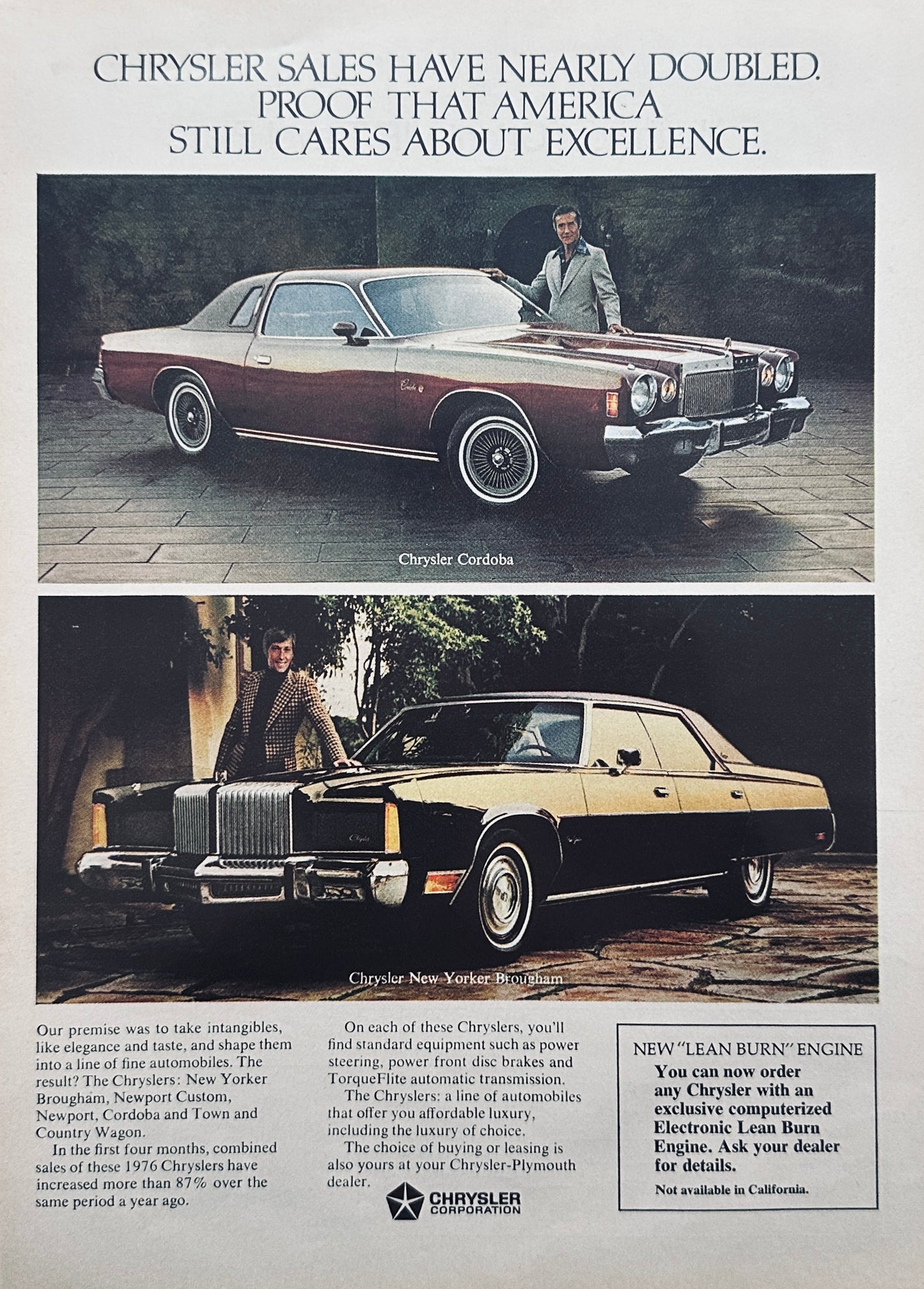 1976 Chrysler Cordoba and New Yorker Brougham Magazine Ad