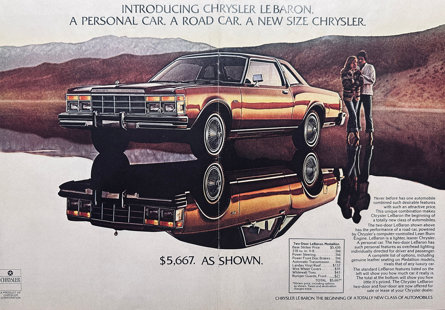 1976 Chrysler Centerfold Magazine ad 2-door Lebaron Medallion