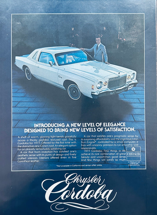 1977 Chrysler Cordoba Ricardo Montalban Da Plane!  Magazine Ad