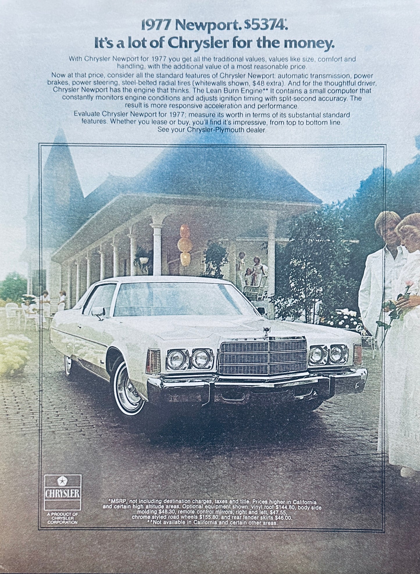 1977 Chrysler Newport Dressed for a White Wedding Magazine Ad