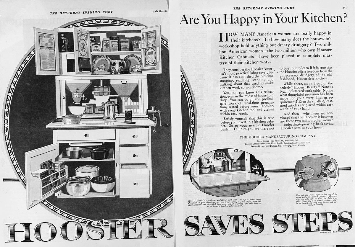 1920 2-Page Magazine Ad For Hoosier Cabinet - New Castle, In Ad #2113