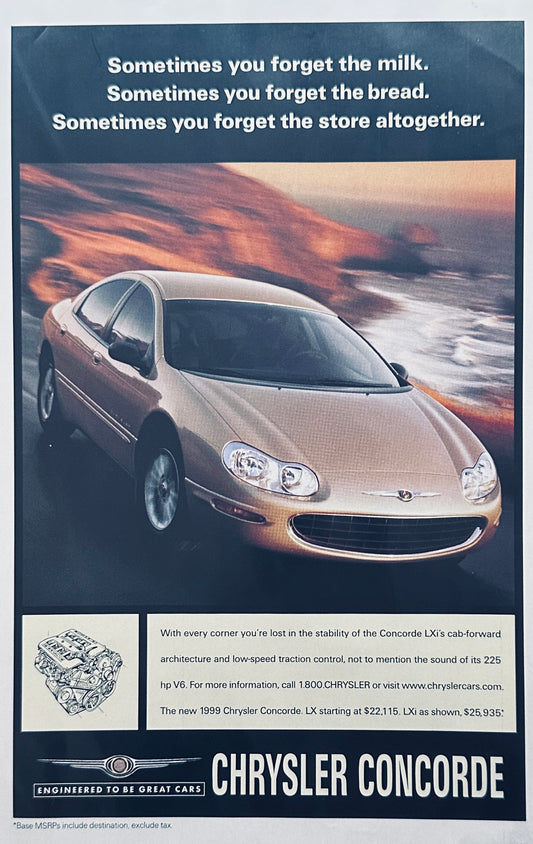 1999 Gold Chrysler Concorde LXi Sport Sedan Magazine Ad