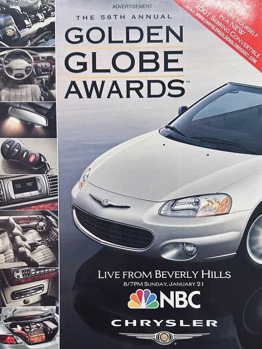 2001 Chrysler Sebring Convertible Golden Globe Magazine Ad