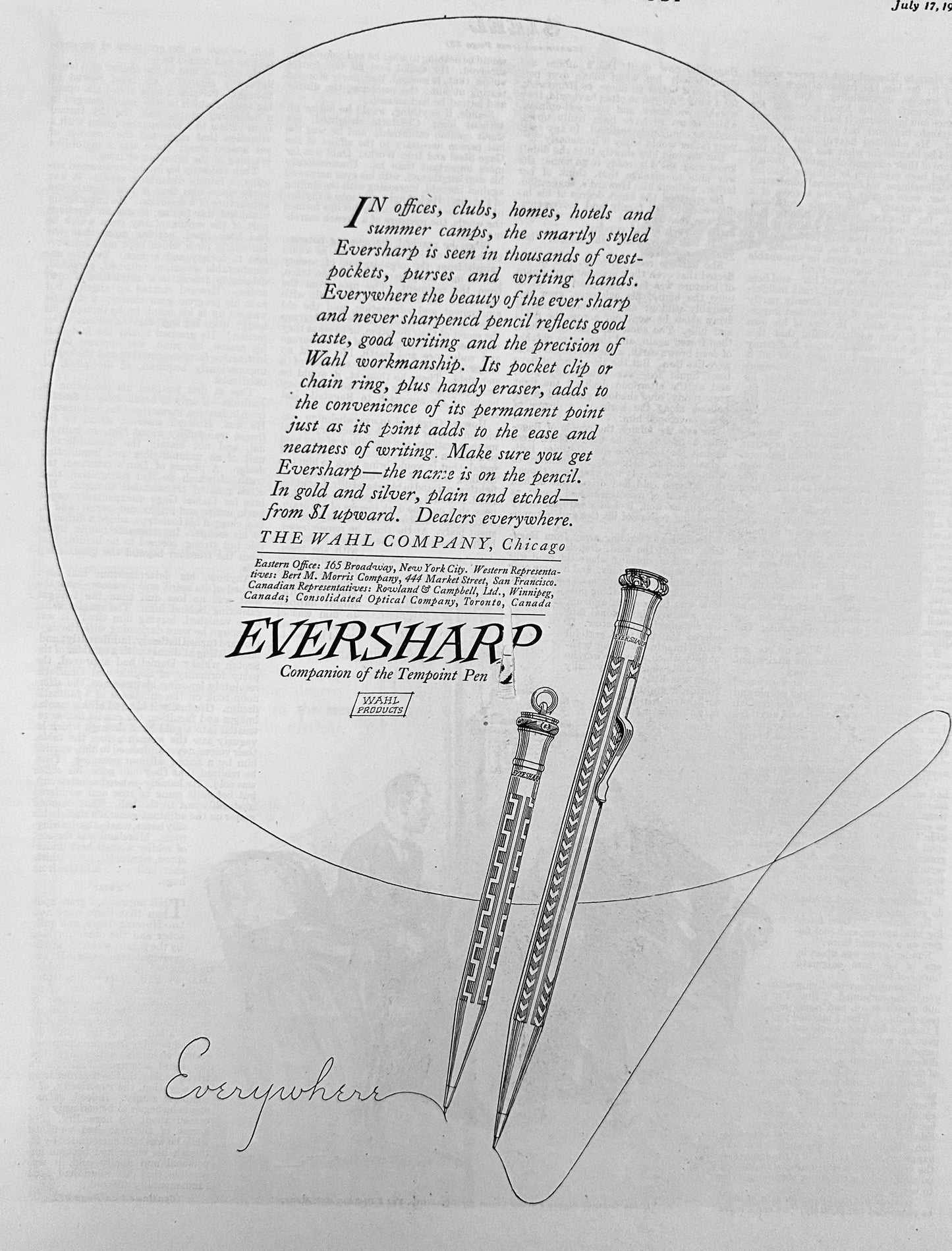 1920 Eversharp Mechanical Pencils - The Wahl Company - Ad #2095