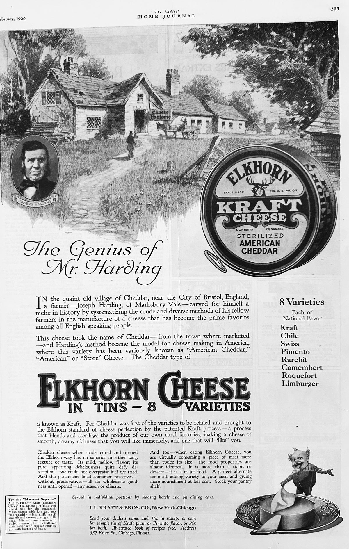 1920 Elkhorn Cheese in Tins - 8 Varieties Ad # 2134