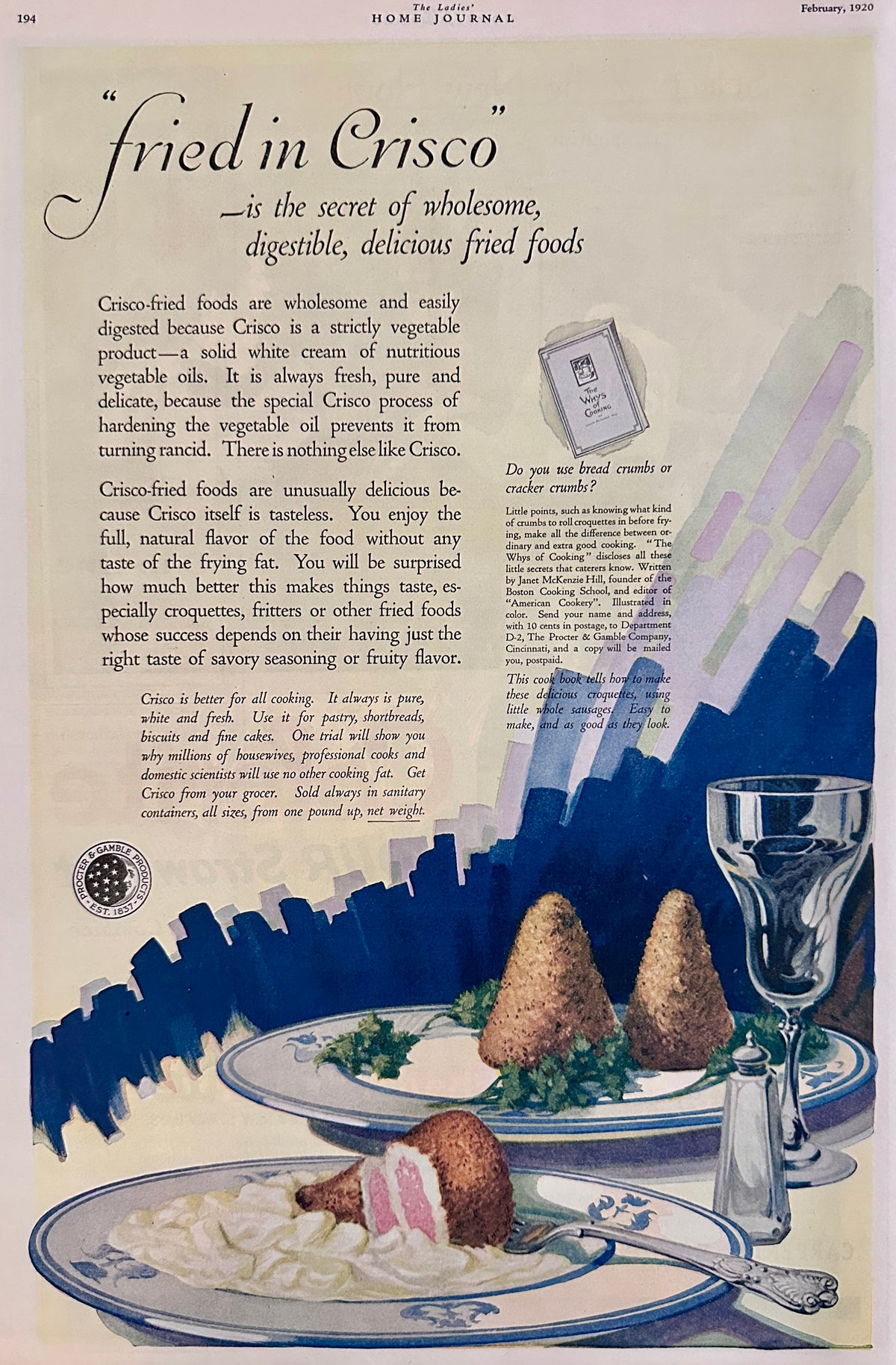 1920 Fried in Crisco & Colorite Fabric Dye - Art Deco Pantry Ads #2135