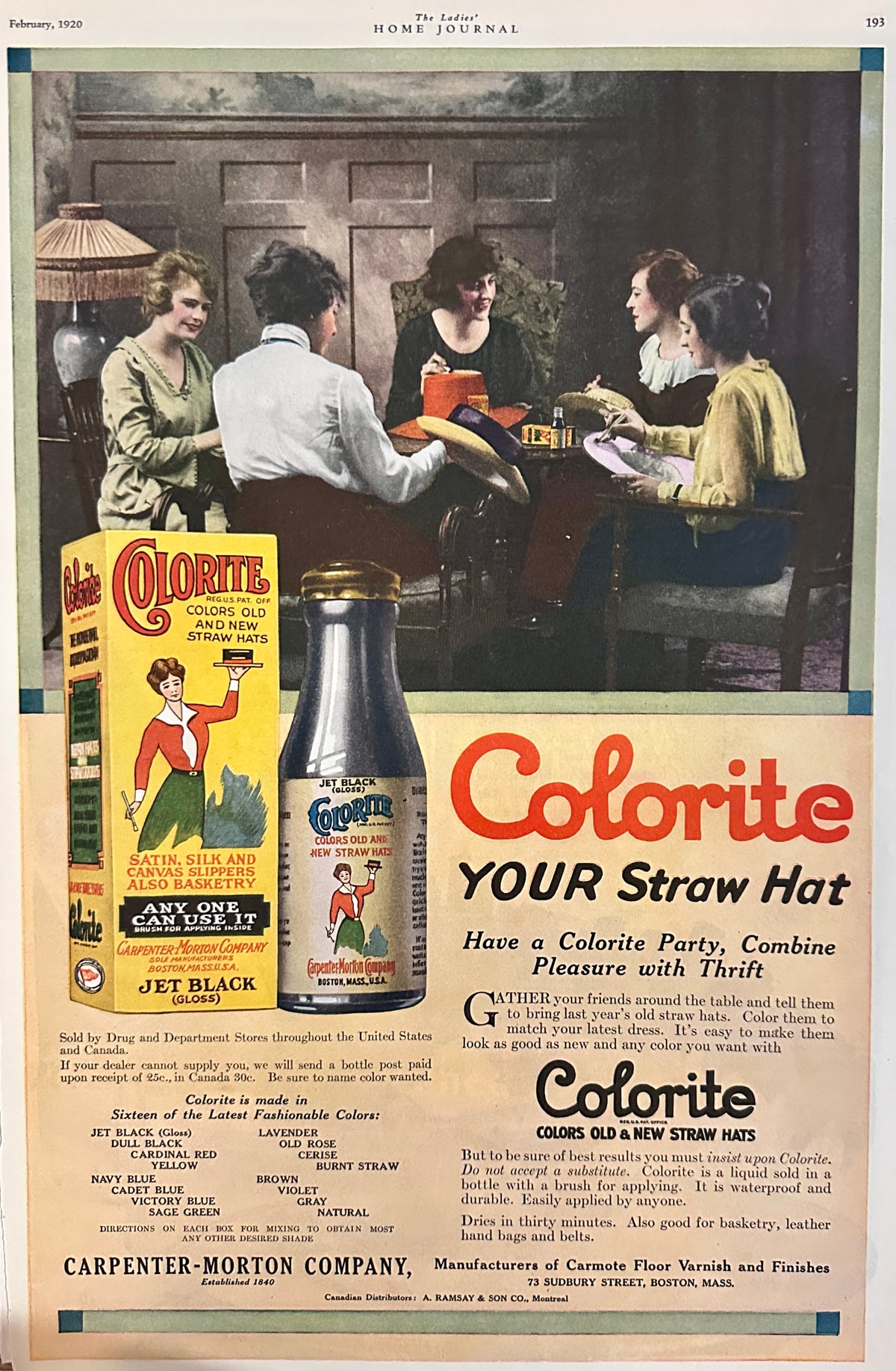 1920 Fried in Crisco & Colorite Fabric Dye - Art Deco Pantry Ads #2135