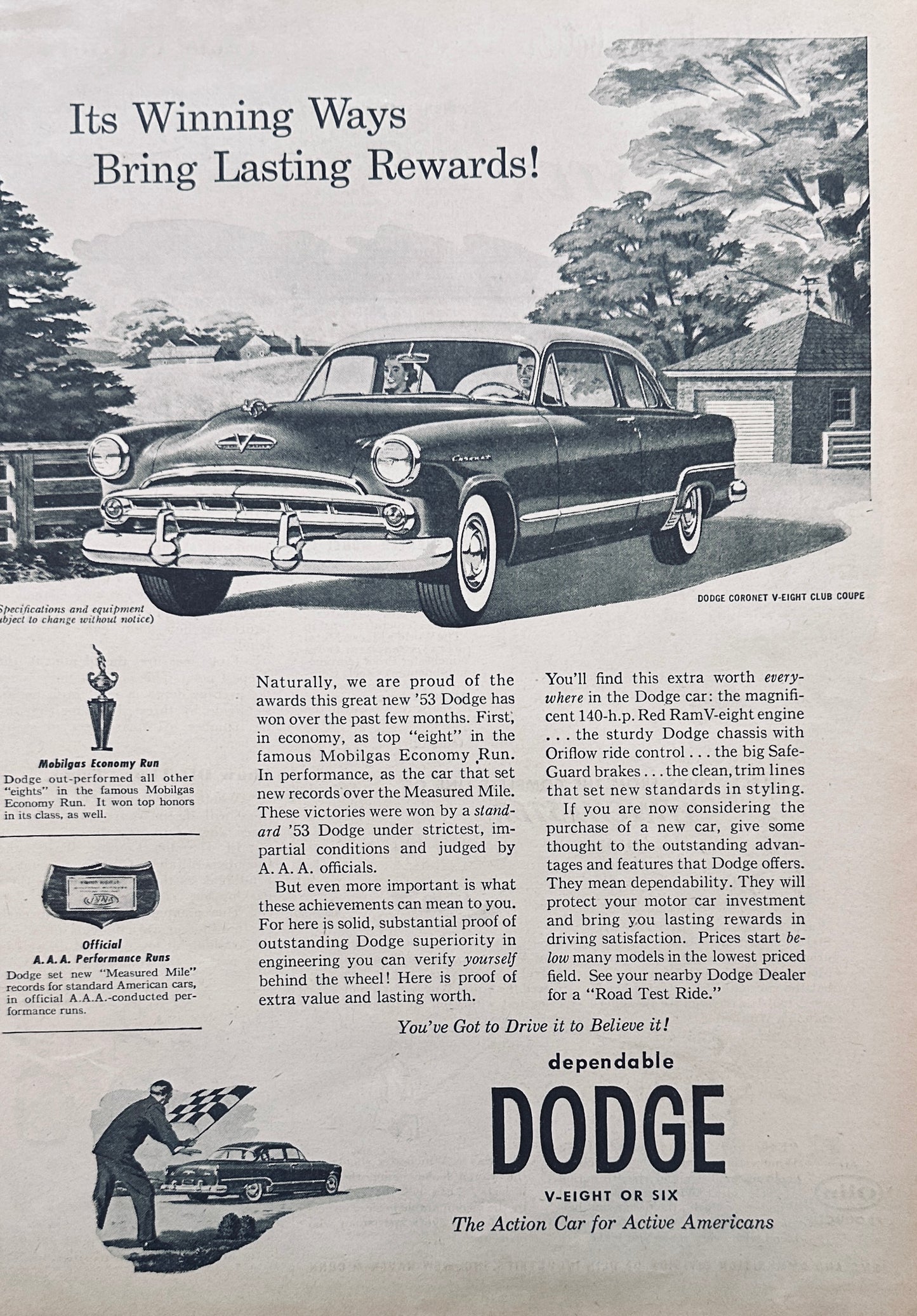 1953 Dodge Coronet - Winning Ways - Lasting Rewards - Magazine Ad