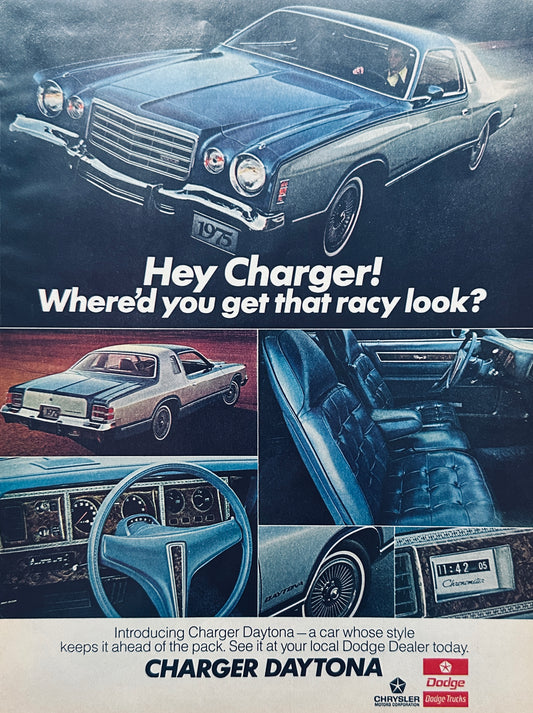 1975  Blue Dodge Charger Daytona Magazine Ad