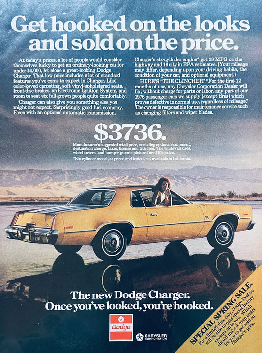 1976 Gold Dodge Charger - Shiny Tarmac -  Magazine Ad