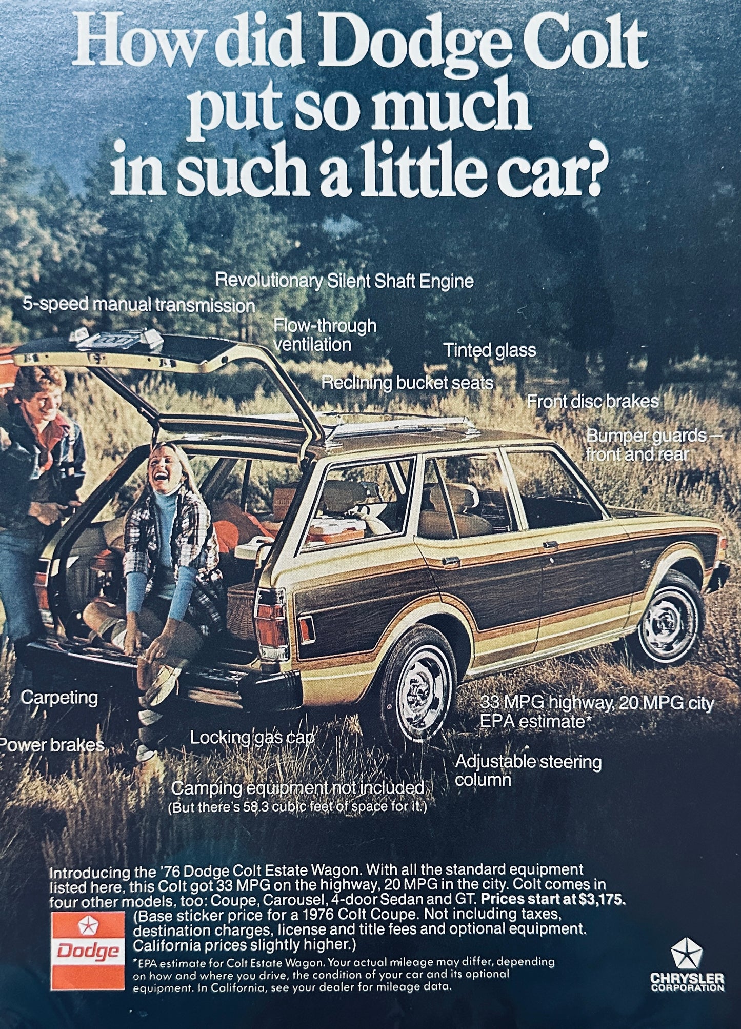 1976 Dodge Colt “Woodie” Station Wagon Magazine Ad