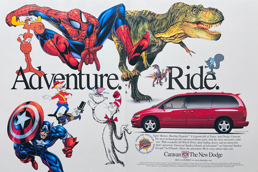 1999 Dodge Caravan, Spider-Man, Dinosaurs Magazine Ad