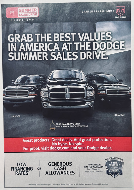 2003 Dodge Ram, Dakota, Durango Magazine Ad