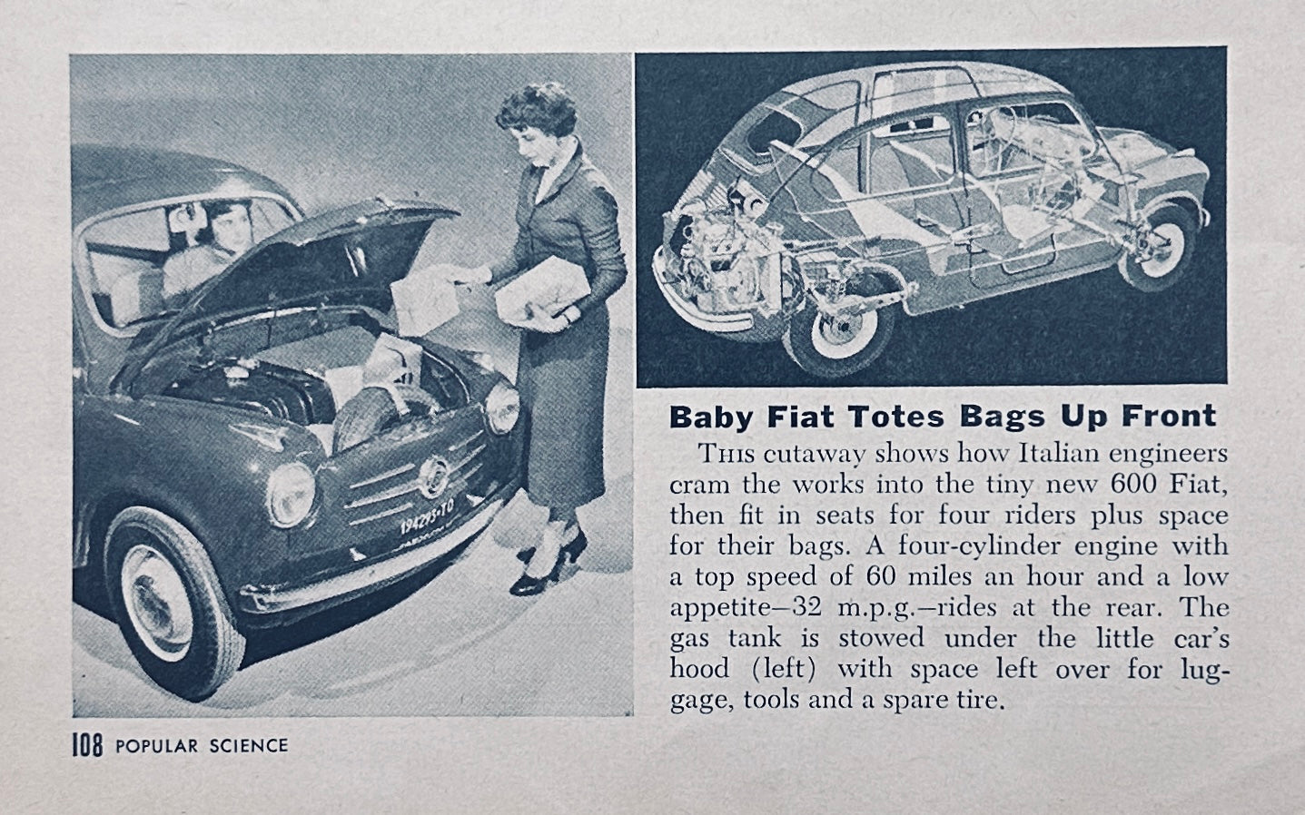 1955 Fiat 600 Cutaway View Magazine Feature