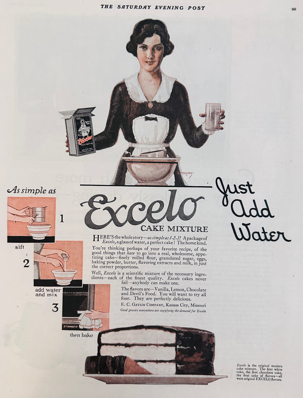 1920 Excelo Cake Mix & Jergens Violet Soap Ad #2177