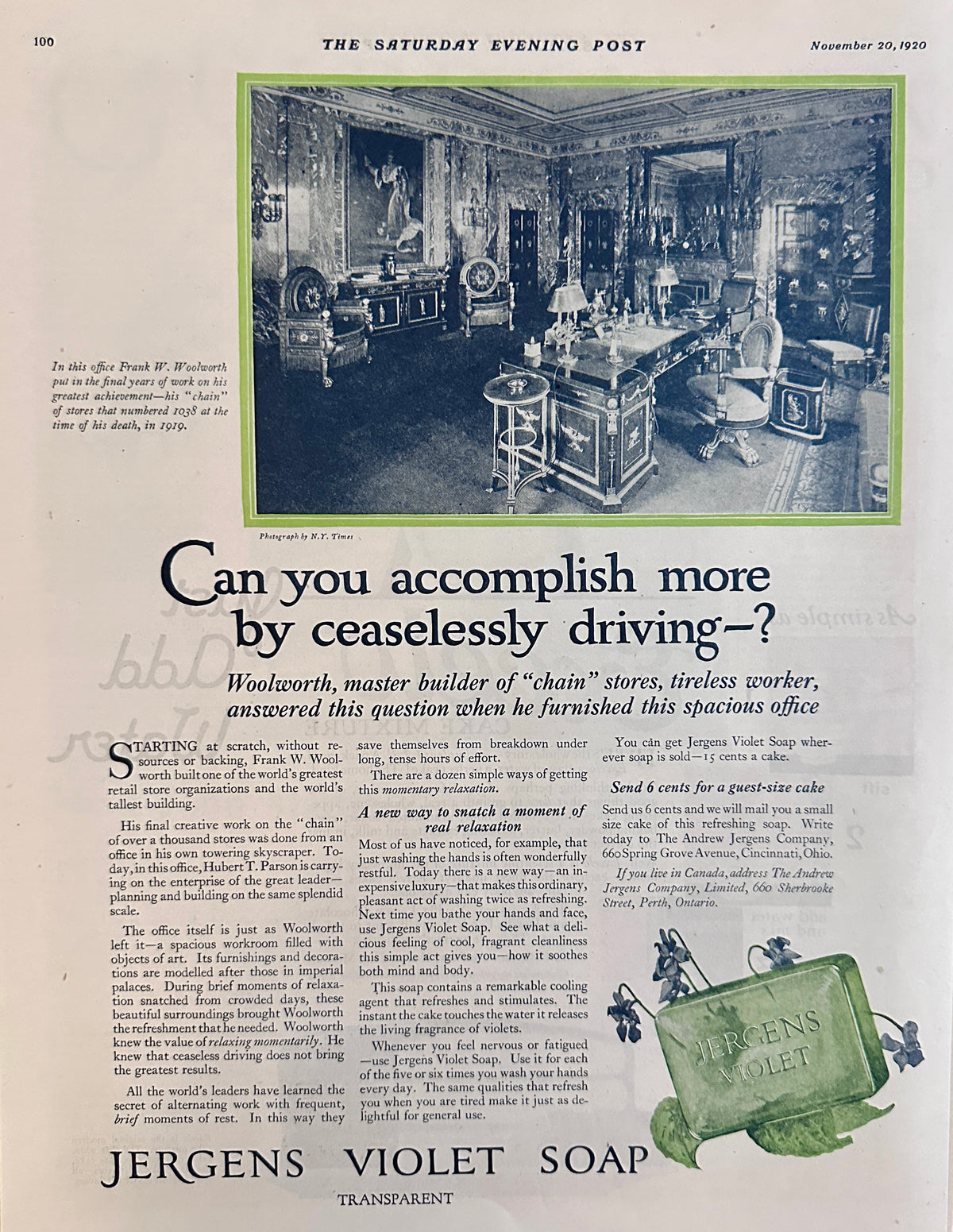 1920 Excelo Cake Mix & Jergens Violet Soap Ad #2177