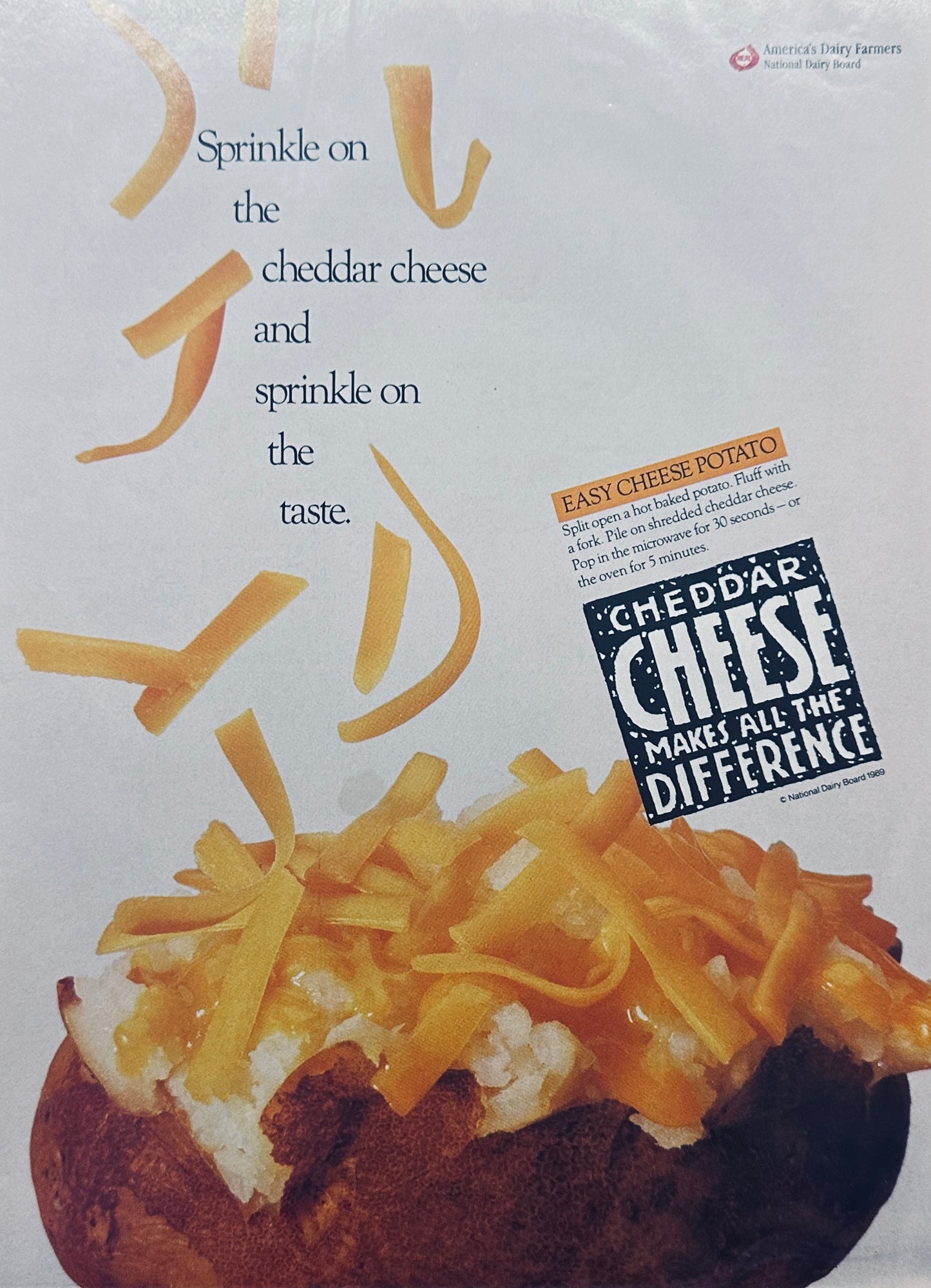 1989 Cheddar Cheese Makes All the Difference - Magazine Ad - Diary Productts