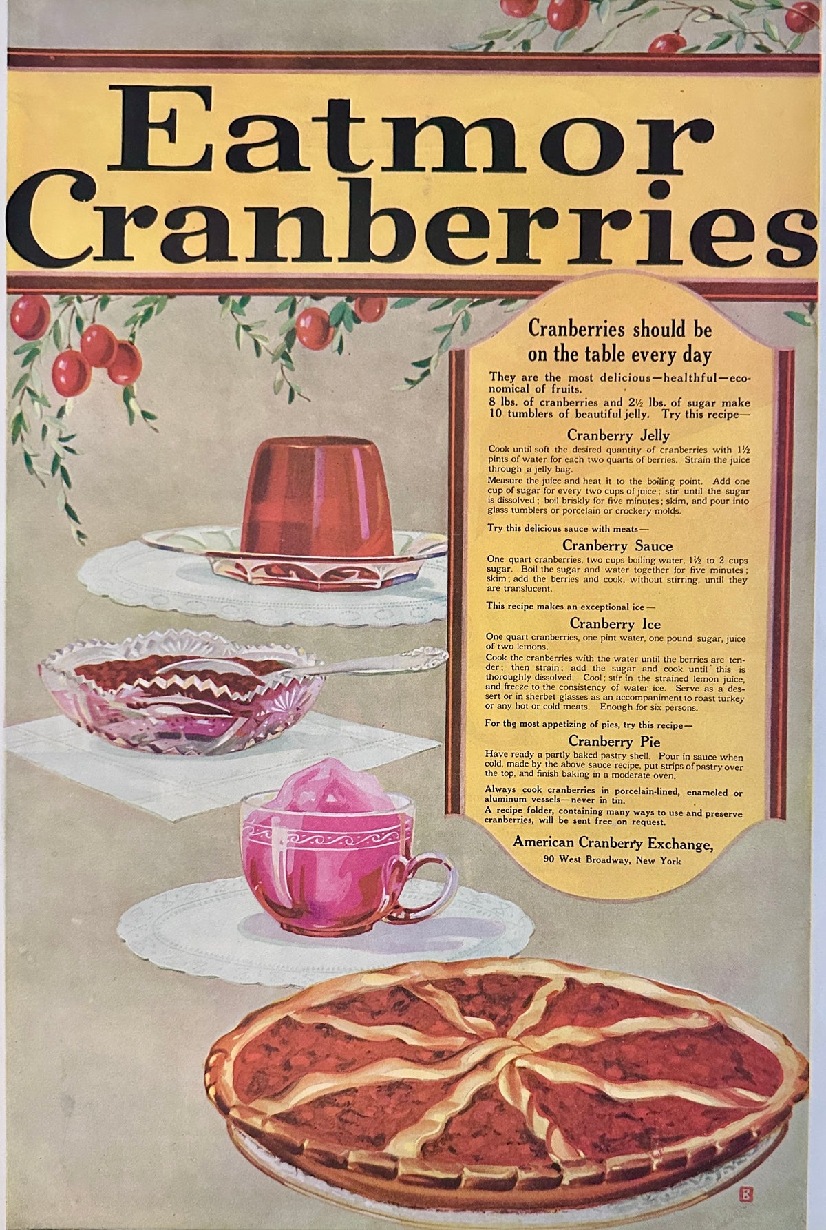 1921 Dual Sided Art Deco Colorized Print Ads - Fruit (Dates & Cranberries) AD #2228
