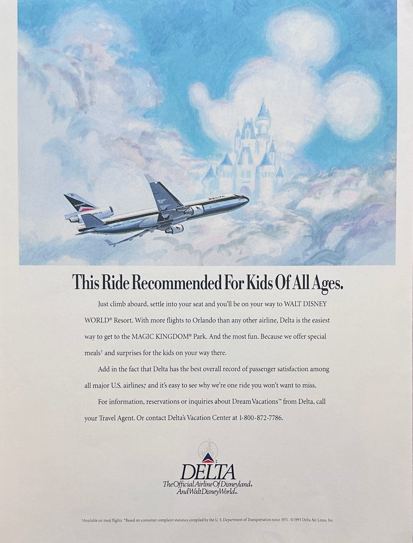 1993 Delta Airlines - Vacation to Disneyland - Magazine Ad