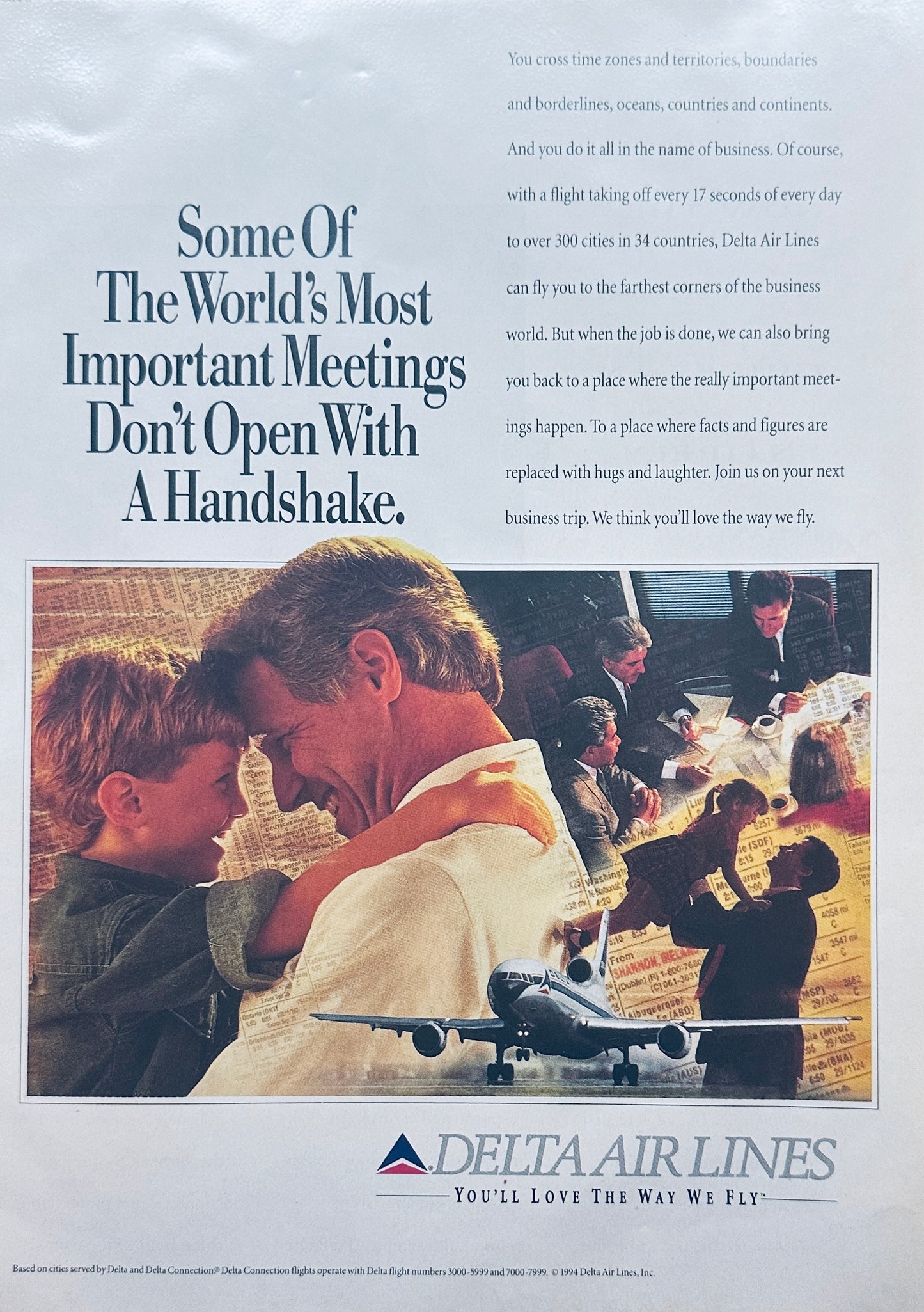 1994 Delta Airlines Business Class  More Important than Meetings - Magazine Ad