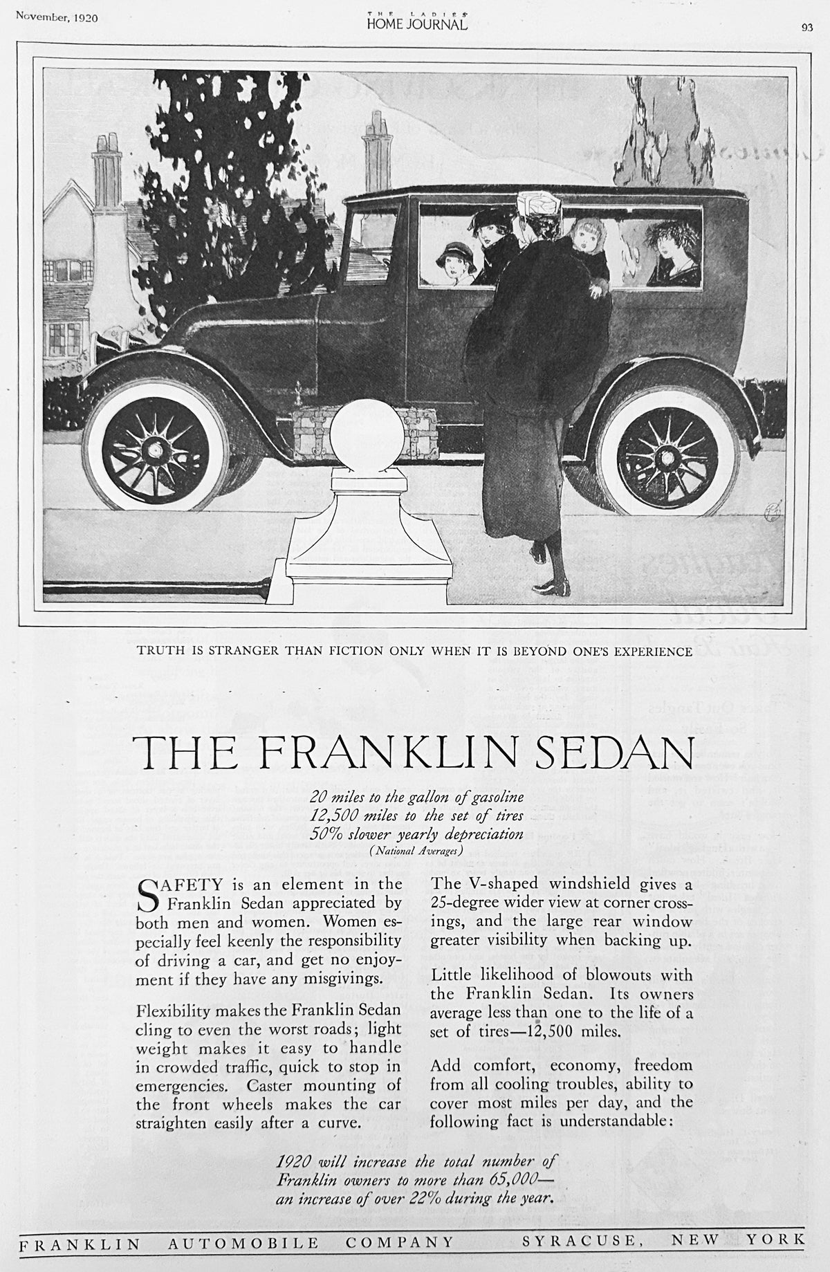 1920  Franklin Motor Car Company - Syracuse NY Ad #2202