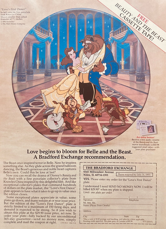 1993 Disney Beauty & the Beast Bradford Exchange Magazine Ad