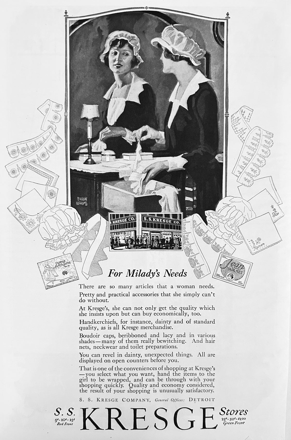 1920 Early S.S. Kresge Stores (aka K-Mart) Gen Offices Detroit Ad #2211