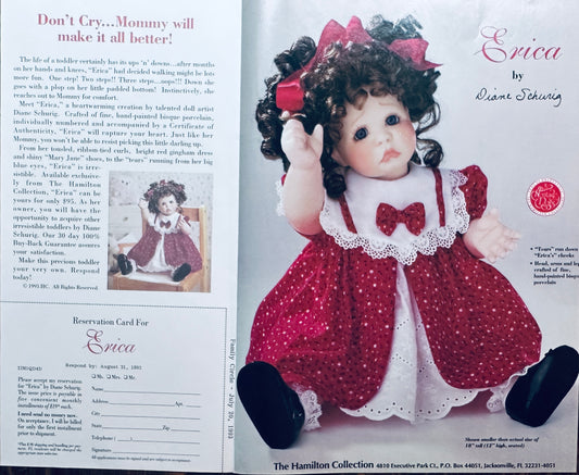 1993 Hamilton Collection -Erica- Porcelain Doll Promotional Ad