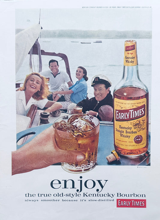 1961 Early Times & Old Taylor Dual Sided Whiskey Ads - Hey Bartender!