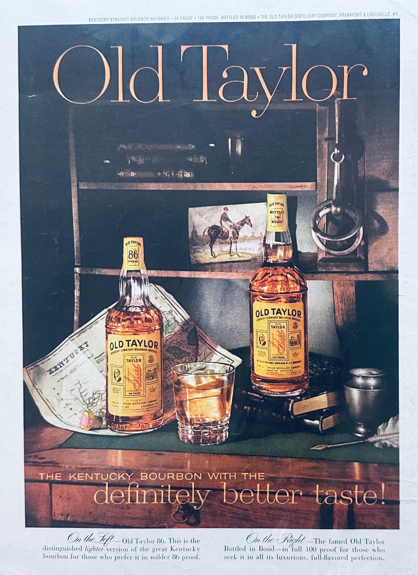 1961 Early Times & Old Taylor Dual Sided Whiskey Ads - Hey Bartender!