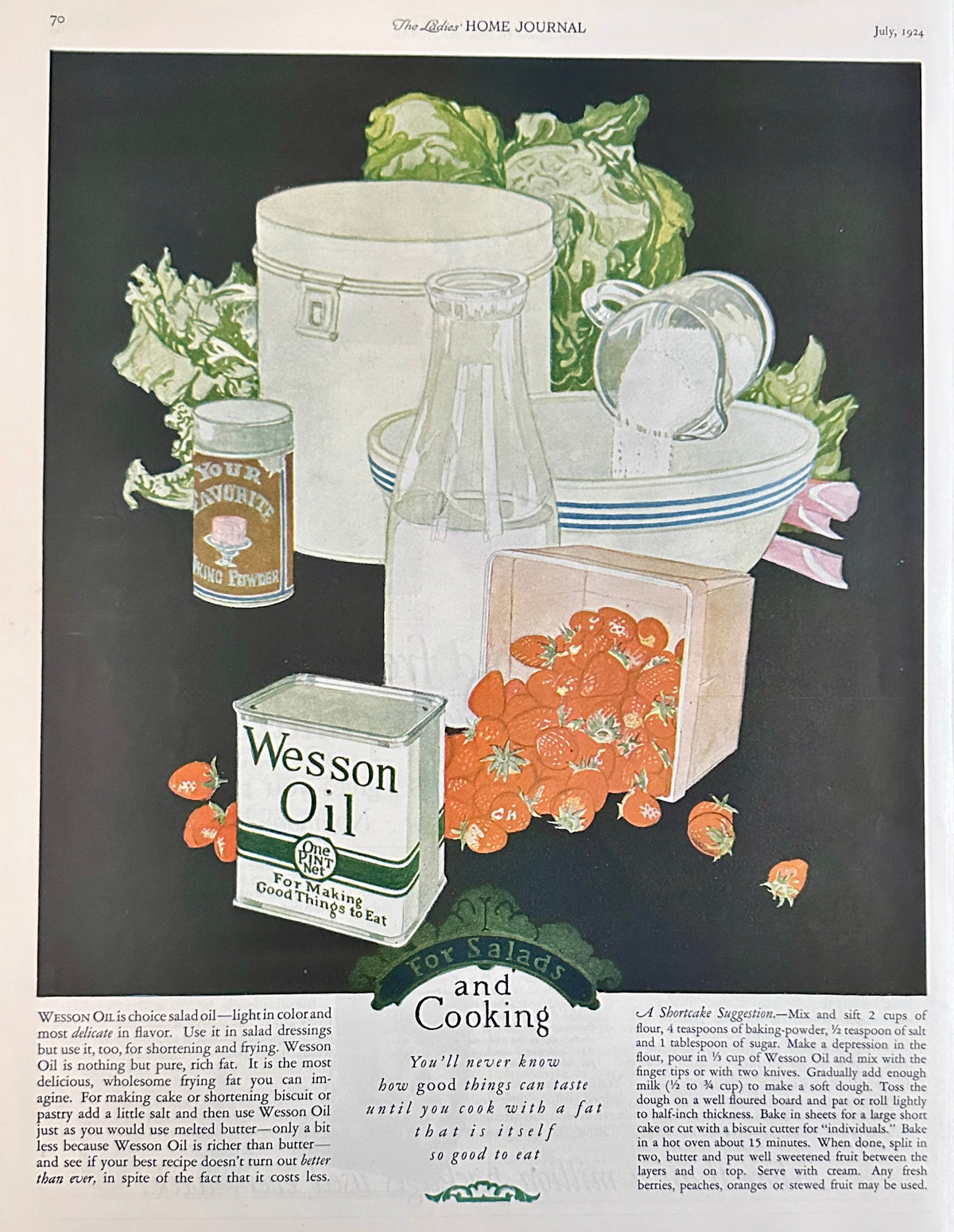 1924 Dual Sided Art Deco Pantry Ads - Wesson Oil & Rinso Detergent Ad #2253