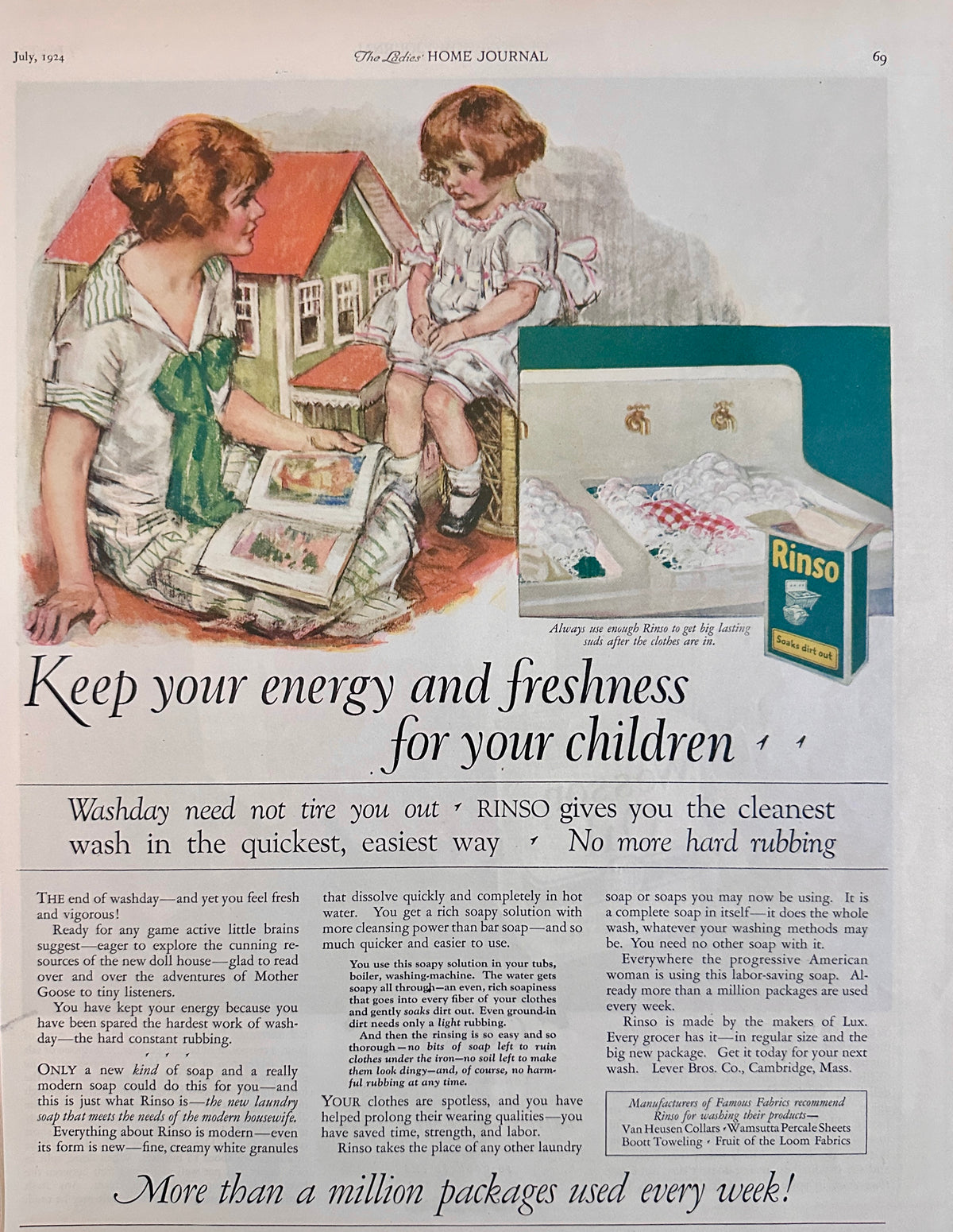 1924 Dual Sided Art Deco Pantry Ads - Wesson Oil & Rinso Detergent Ad #2253