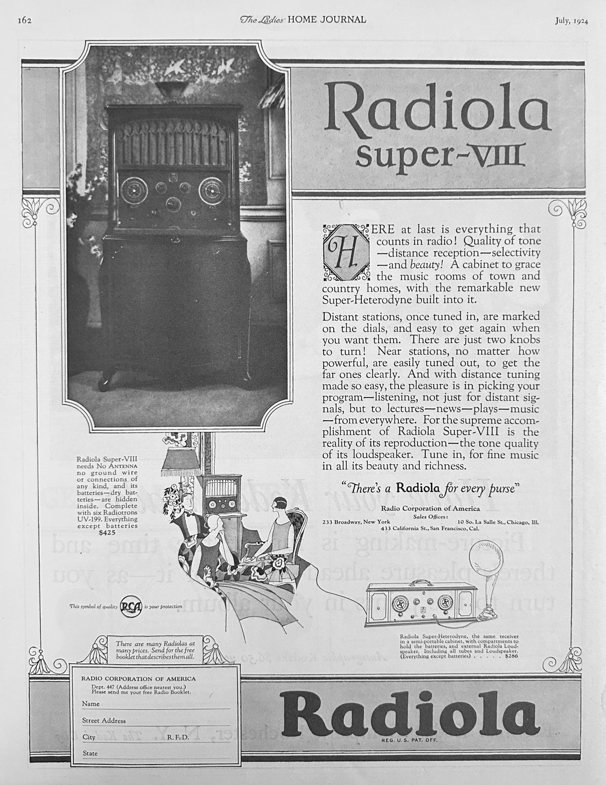 1924 RCA Radiola Super-VIII Ad #2162