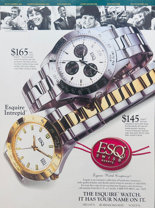 1993 Esquire Swiss Quartz Wristwatch Magazine Ad