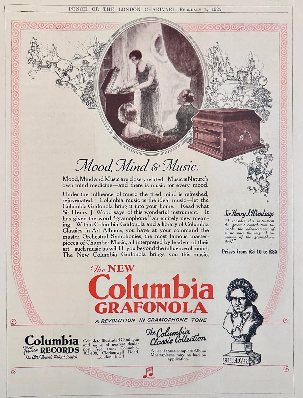 1925 Columbia Records - Mood, Mind & Music Ad #N1489