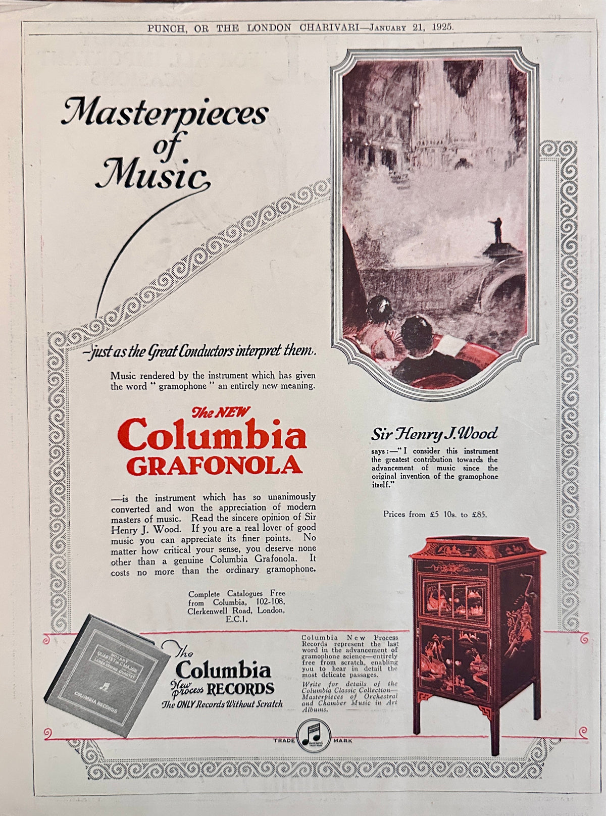 1925 Columbia Records & Grafonola Masterpieces of Music  British Ad #N1498