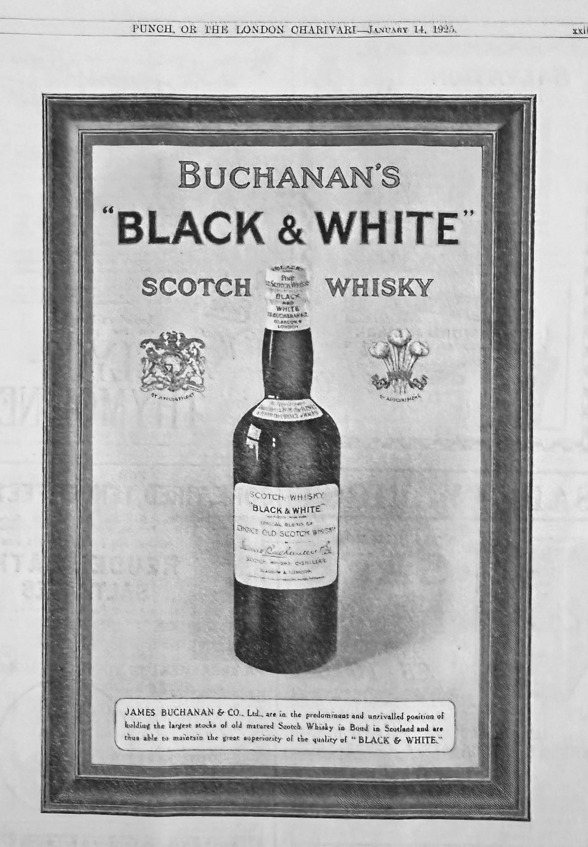 1925 Buchanan's Black & White Scotch Whisky British Ad #N1501