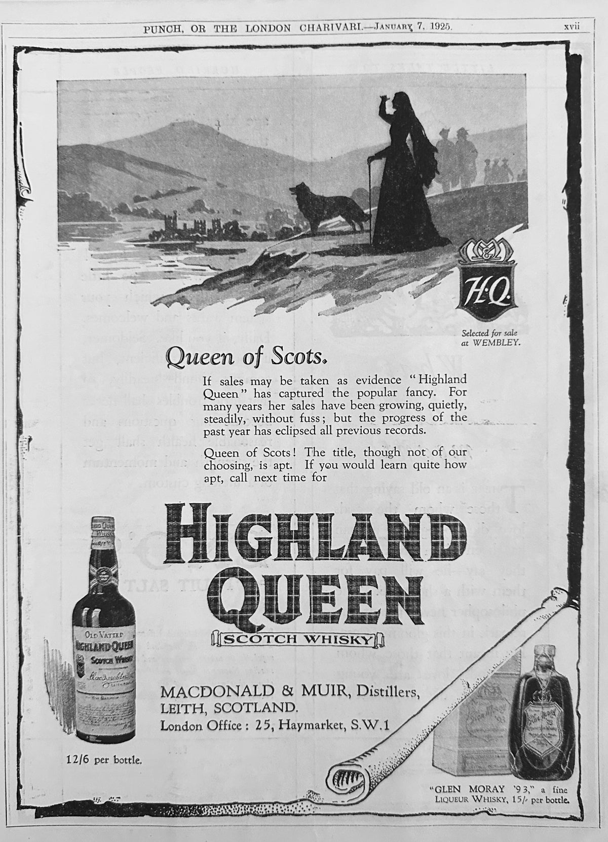 1925 Highland Queen Scotch Whisky - British Ad - Queen of Scots AD#N1509