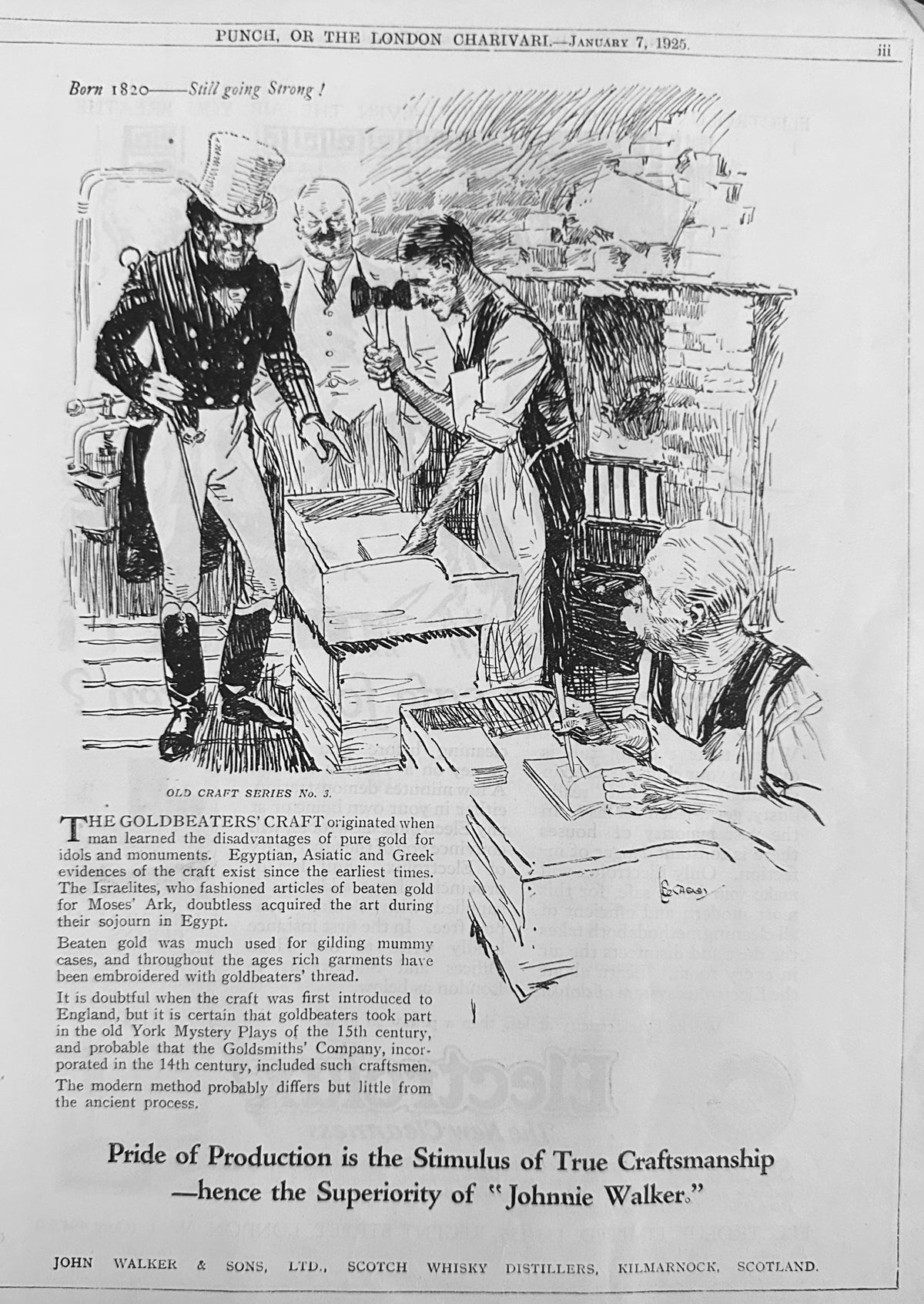 1925 Johnnie Walker  -  Pride of Production - Ad #N1513 Goldbeater's Craft