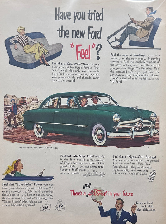 1949 Ford Custom Sedan + Post Toasties Cereal Ads