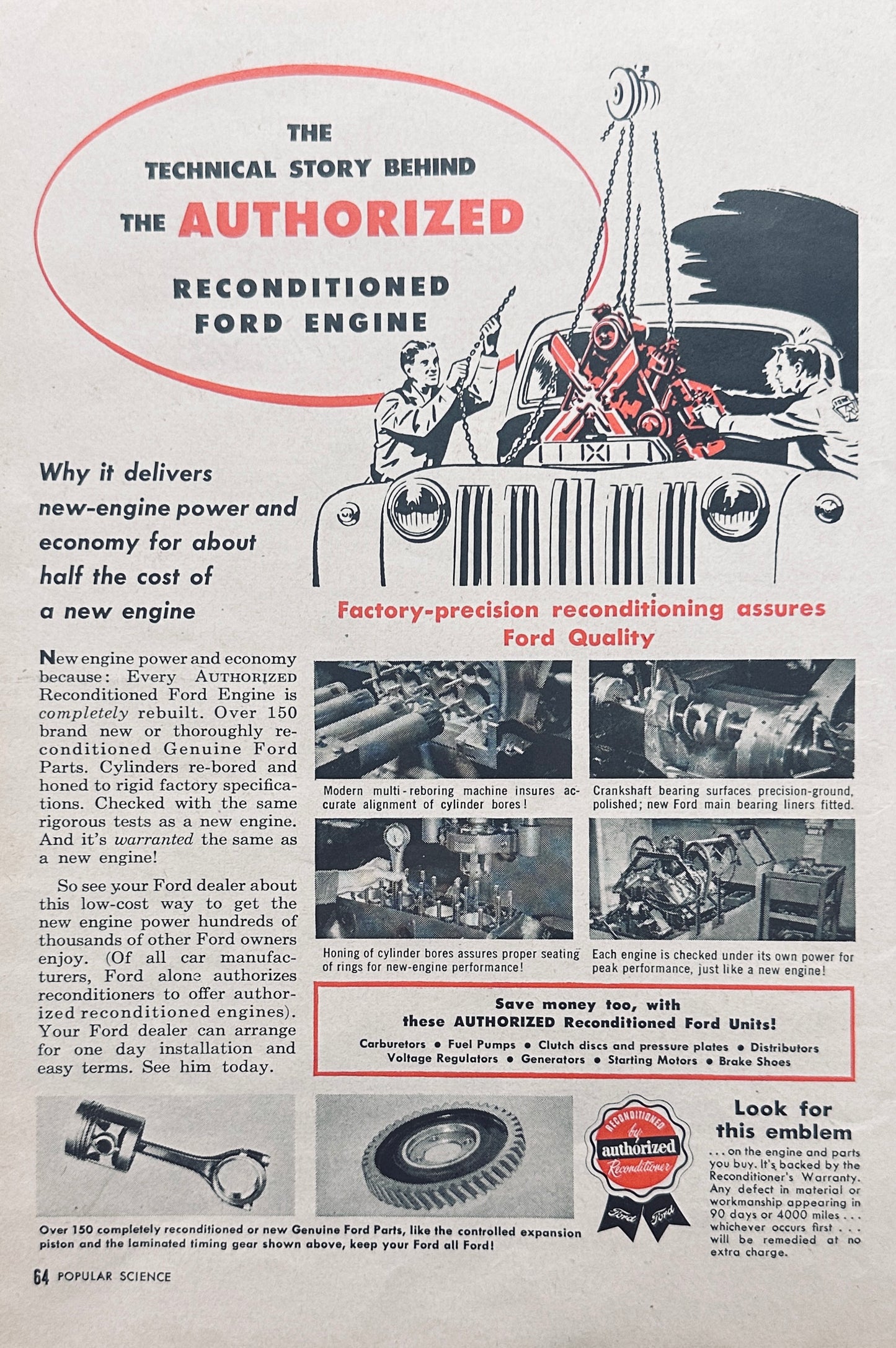 1951 Ford Reconditioned Auto Parts & RCA Rocket Tester CO.? - Magazine Ad