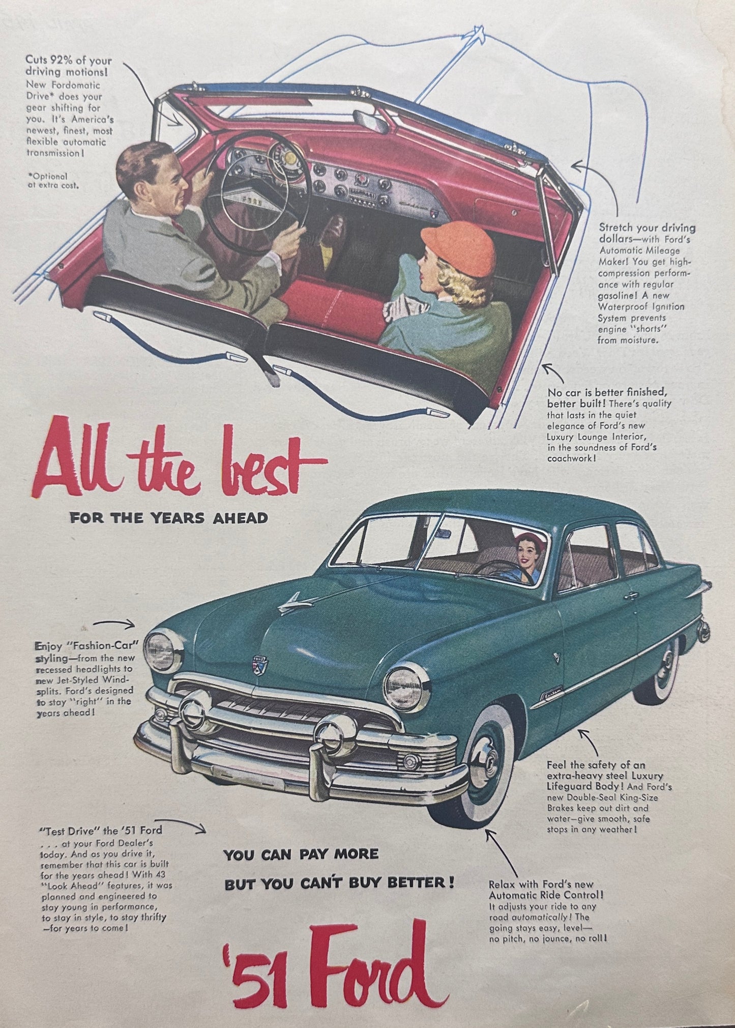 1951 Ford  Custom Automobile Magazine Advertisement