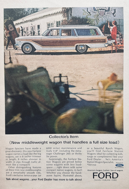 1963 Ford Fairlane Station Wagon + Evinrude Outboard Motor Ads